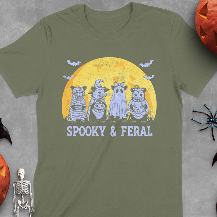 Funny Halloween Spooky & Feral Opossum T-Shirt