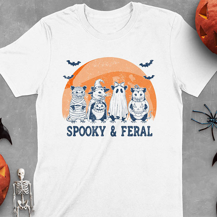 Funny Halloween Spooky & Feral Opossum T-Shirt