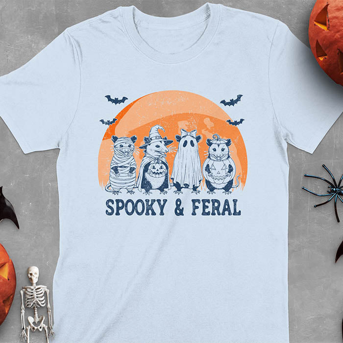 Funny Halloween Spooky & Feral Opossum T-Shirt
