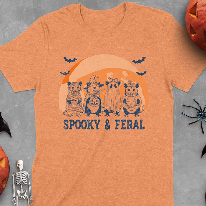Funny Halloween Spooky & Feral Opossum T-Shirt