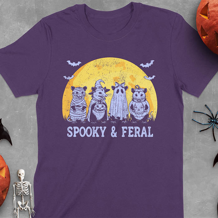 Funny Halloween Spooky & Feral Opossum T-Shirt