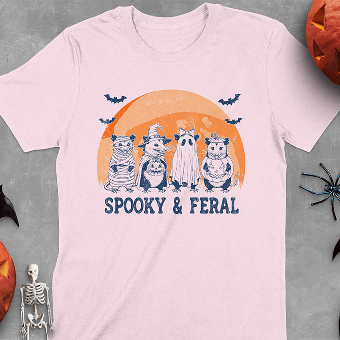 Funny Halloween Spooky & Feral Opossum T-Shirt