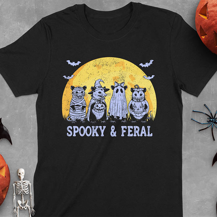 Funny Halloween Spooky & Feral Opossum T-Shirt