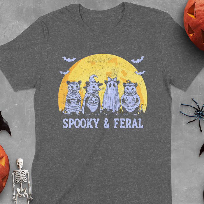 Funny Halloween Spooky & Feral Opossum T-Shirt
