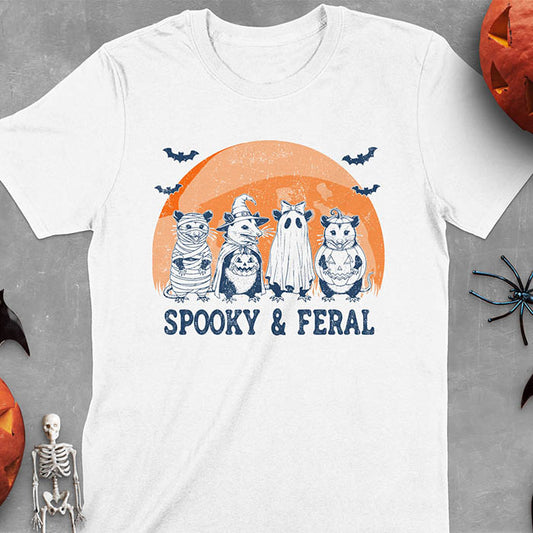 Funny Halloween Spooky & Feral Opossum T-Shirt
