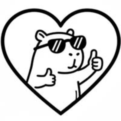 Cabybara with sunglasses in a heart doing the good hand sign